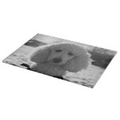 Black and White Poodle Face Puppy Eyes Snijplank (Hoek)