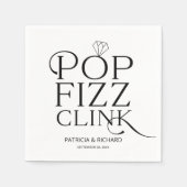 Black and White Pop Fizz Clink Engagement Party Servet (Voorkant)