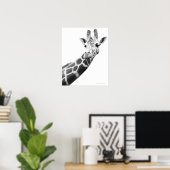 Black and white portrait of a giraffe poster (Thuiskantoor)