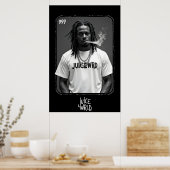 Black and white portrait of male rapper smoking wi poster (Keuken)