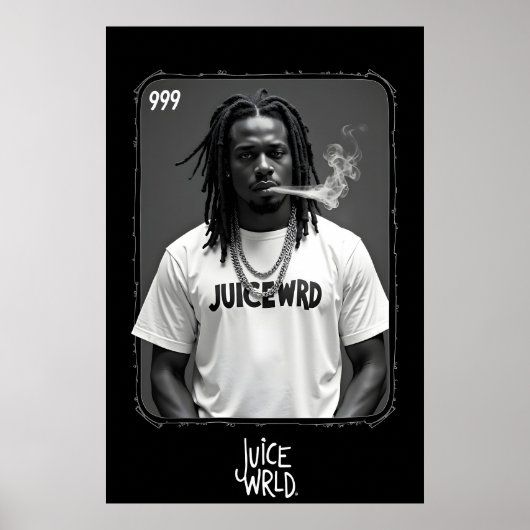 Black and white portrait of male rapper smoking wi poster (Voorkant)