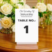 Black and White Portrait Wedding Table Card Kaart