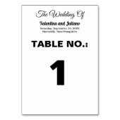 Black and White Portrait Wedding Table Number Kaart (Voorkant)