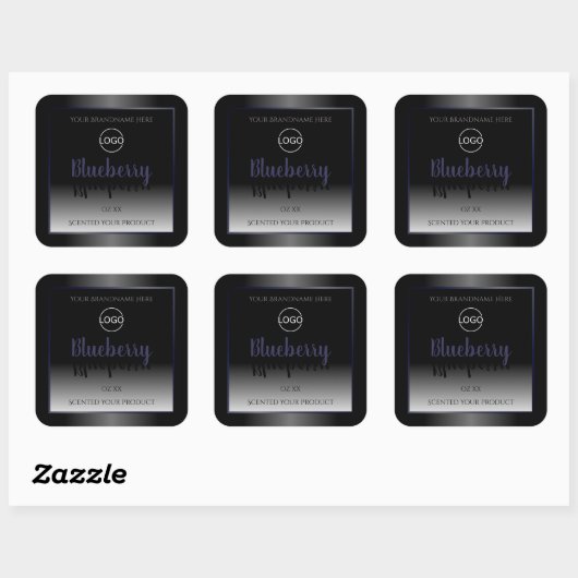 Black and White Product Labels Blue Frame Add Logo (Vel)