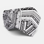 Black and White Professional Tribal Tattoo Pattern Stropdas (Opgerold)