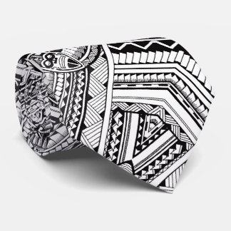 Black and White Professional Tribal Tattoo Pattern Stropdas