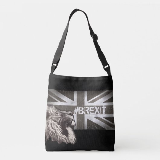 Black and White Proud Lion Union Jack #Brexit Crossbody Tas (Achterkant)