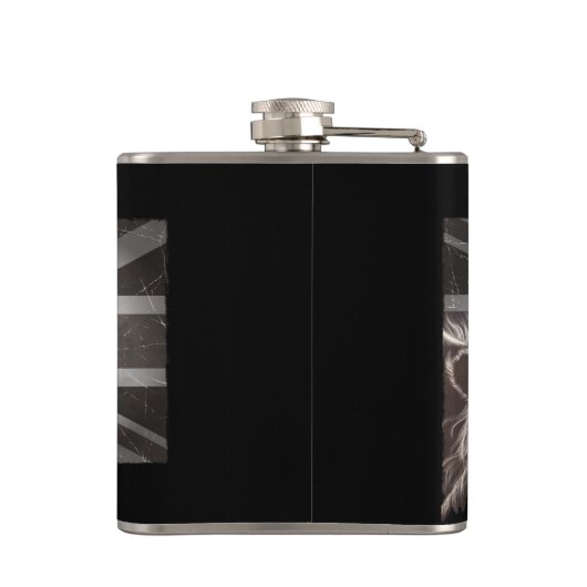 Black and White Proud Lion Union Jack #Brexit Heupfles (Achterkant)