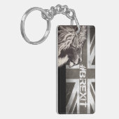 Black and White Proud Lion Union Jack #Brexit Sleutelhanger (Voorkant Links)