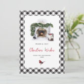 Black and White Pset Robin Kerstwens Feestdagenkaart (Staand voorkant)