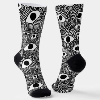 Black and White Psychedelic Design Sokken