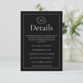 Black and White QR Code Monogram Enclosure Card Informatiekaartje (Staand voorkant)