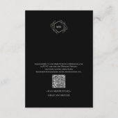 Black and White QR Code Monogram Enclosure Card Informatiekaartje (Achterkant)