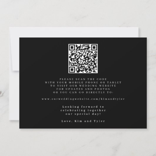 Black and white QR code simple elegant wedding  Save The Date (Achterkant)