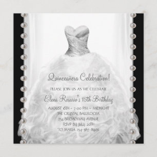 Black and White Quinceanera Uitnodigingen