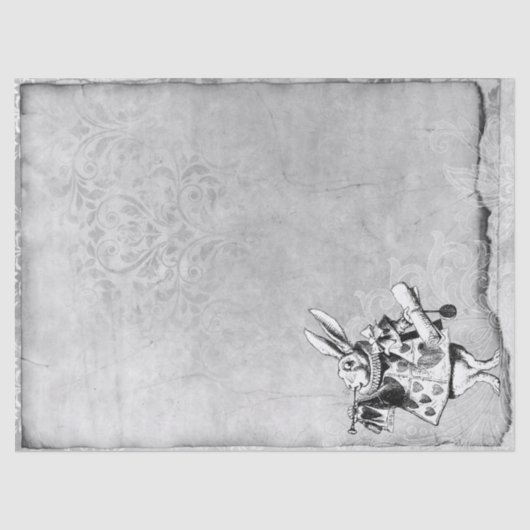 Black and White Rabbit Alice in Wonderland Craft Tissuepapier (Voorkant)