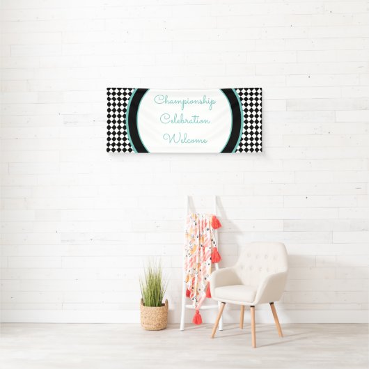 Black and White Race Evenement Welkom Banner (Insitu)