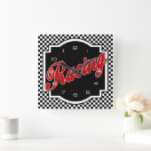 Black and White Racing Square Clock Vierkante Klok (Huis)