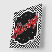 Black and White Racing Square Clock Vierkante Klok (Hoek)