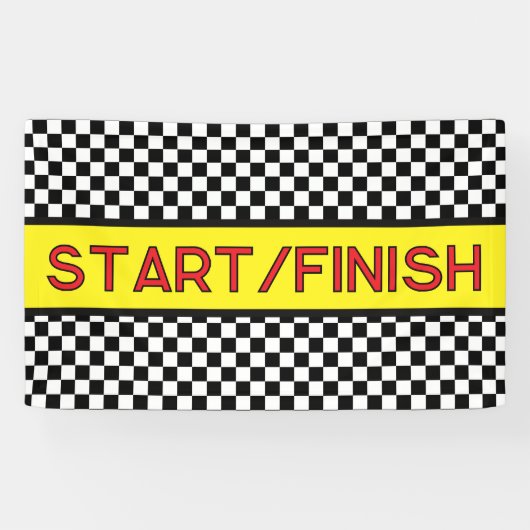 Black and white Racing START finish Line Banner (Horizontaal)