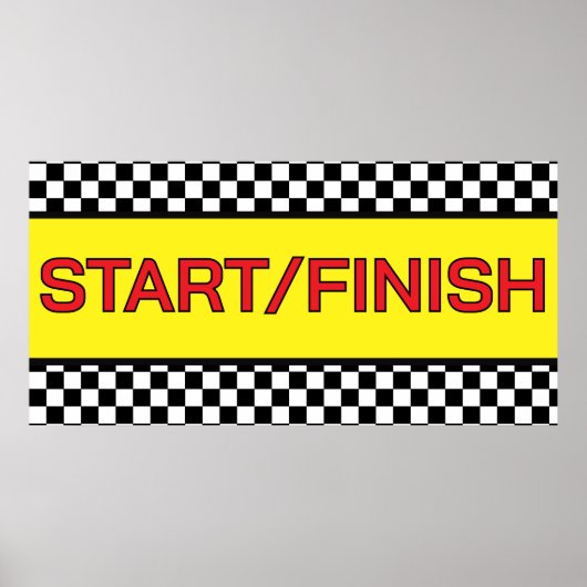 Black and white Racing START finish Line  Poster (Voorkant)