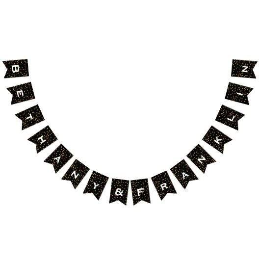 Black and White Random Gold Dot Patten Wedding Vlaggetjes (Alle)