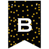 Black and White Random Gold Dot Patten Wedding Vlaggetjes (Eerste vlag)