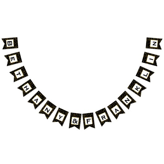 Black and White Random Gold Dot Patten Wedding Vlaggetjes (Alle)