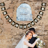 Black and White Random Gold Dot Patten Wedding Vlaggetjes