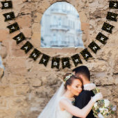 Black and White Random Gold Dot Patten Wedding Vlaggetjes