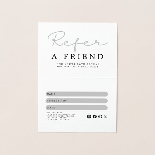 Black and White Referral Card Folie Kaarten (Binnen)