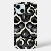 Black and White Retro Abstract Pattern Case-Mate iPhone Case (Achterkant)