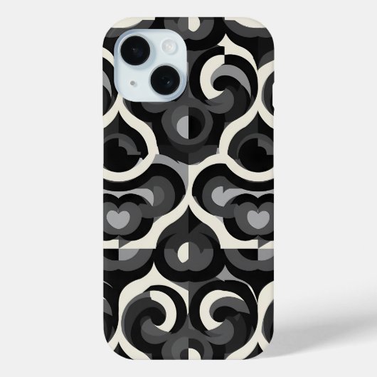 Black and White Retro Abstract Pattern Case-Mate iPhone Case (Achterkant)