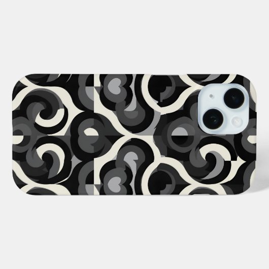 Black and White Retro Abstract Pattern Case-Mate iPhone Case (Achterkant (horizontaal))