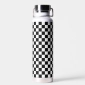 black and white - retro checkerboard  waterfles (Achterkant)