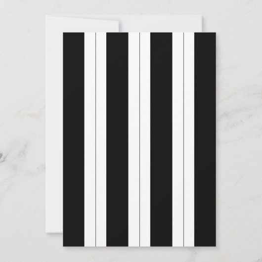 Black and white retro stripes bow birthday party kaart (Achterkant)