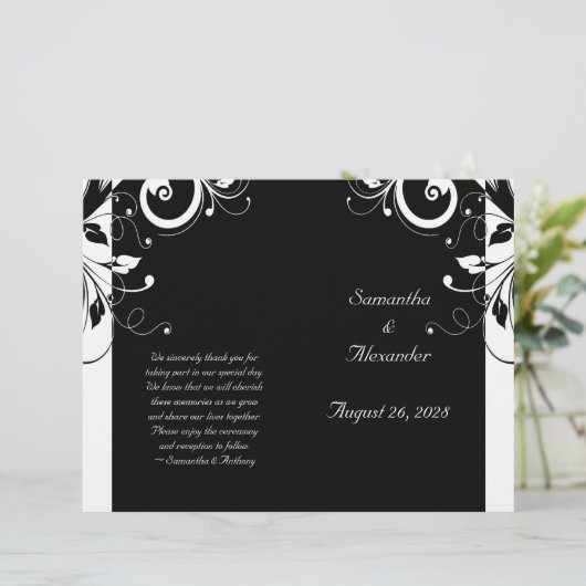 Black and White Reverse Swirl Foldable Program (Staand voorkant)