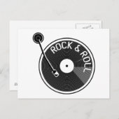 Black and White Rock and Roll Vinyl Record Briefkaart (Voorkant / Achterkant)