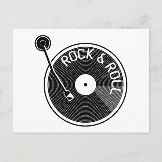 Black and White Rock and Roll Vinyl Record Briefkaart (Voorkant)