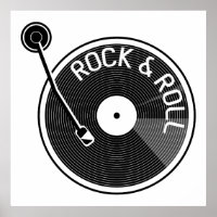Black and White Rock and Roll Vinyl Record