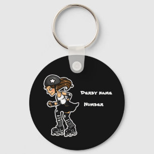 Black and White Roller Derby Jammer  Sleutelhanger