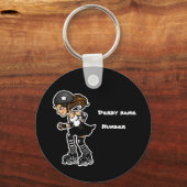 Black and White Roller Derby Jammer  Sleutelhanger (Voorkant)