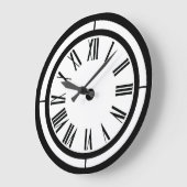 Black and White Roman Numeras Wall Clock Grote Klok (Hoek)