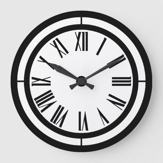 Black and White Roman Numeras Wall Clock Grote Klok (Voorkant)
