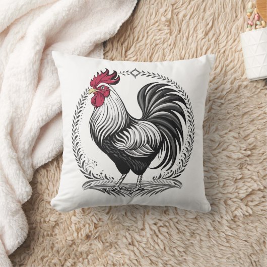 Black and white rooster kussen (Deken)
