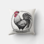 Black and white rooster kussen (Achterkant)
