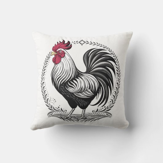 Black and white rooster kussen (Achterkant)