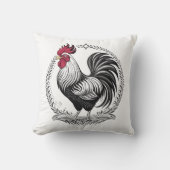 Black and white rooster kussen (Voorkant)