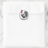 Black and white rooster ronde sticker (Tas)