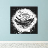 Black and White Rose Fine Art Canvas Afdruk (Insitu (Houten vloer))